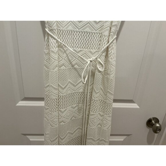 Sandra Darren Maxi Dress See Measurements Off White Beaded Neck Line Lace Lined - Picture 9 of 14